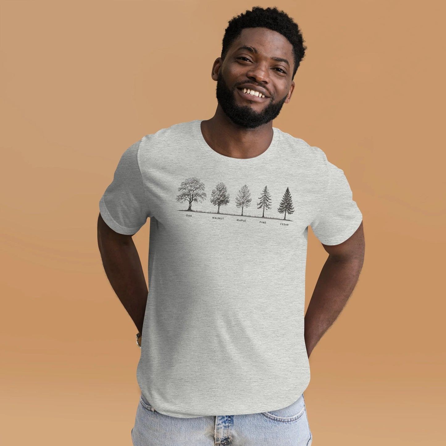 Timberline – Botanical Tree Lineup T-Shirt for Makers & Nature Lovers - T-Shirt in Solid White Blend