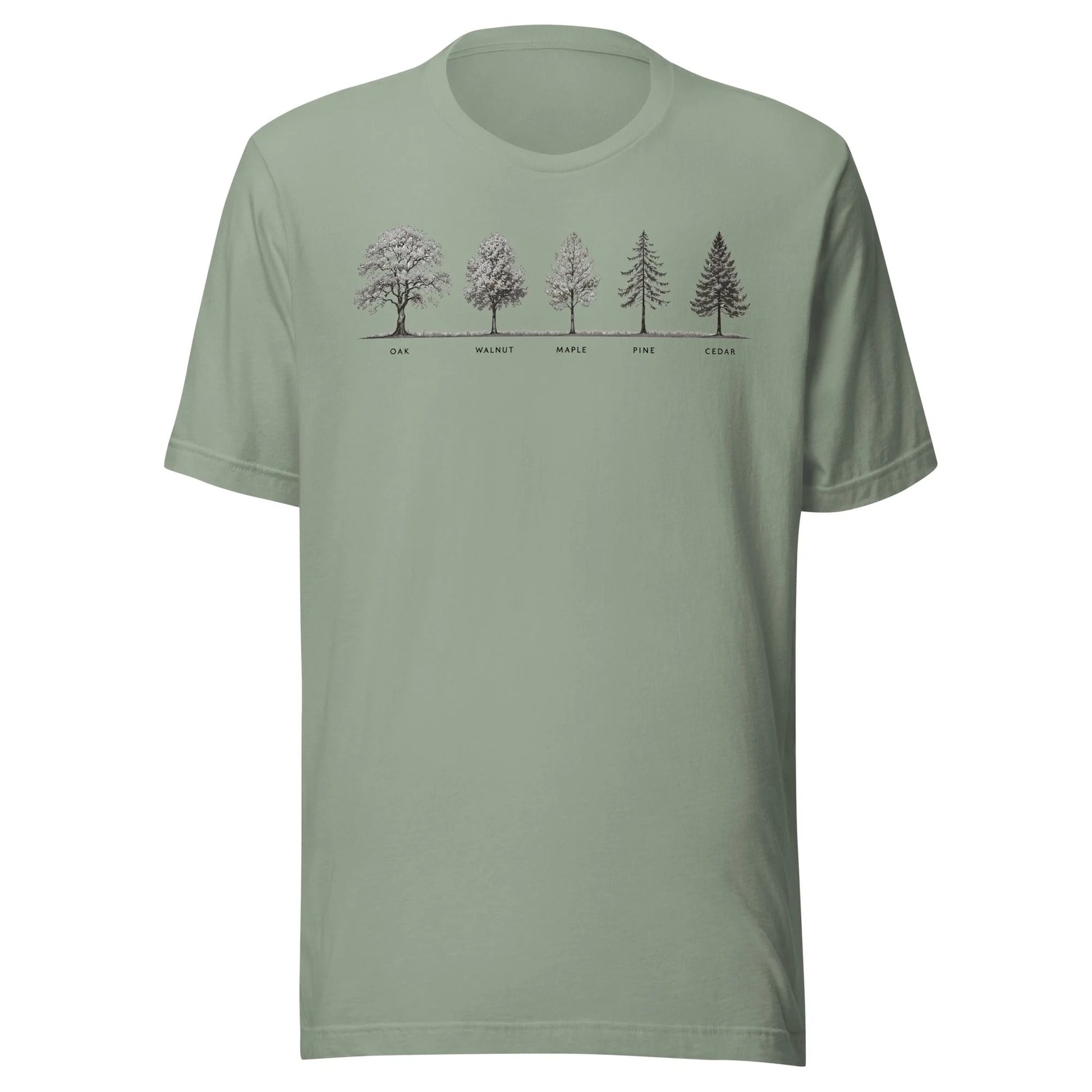 Timberline – Botanical Tree Lineup T-Shirt for Makers & Nature Lovers - T-Shirt in Sage