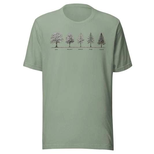 Timberline – Botanical Tree Lineup T-Shirt for Makers & Nature Lovers - T-Shirt in Sage